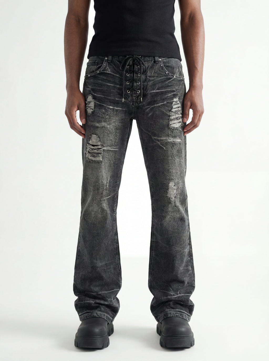 Flared Double-Waist Lace Pants