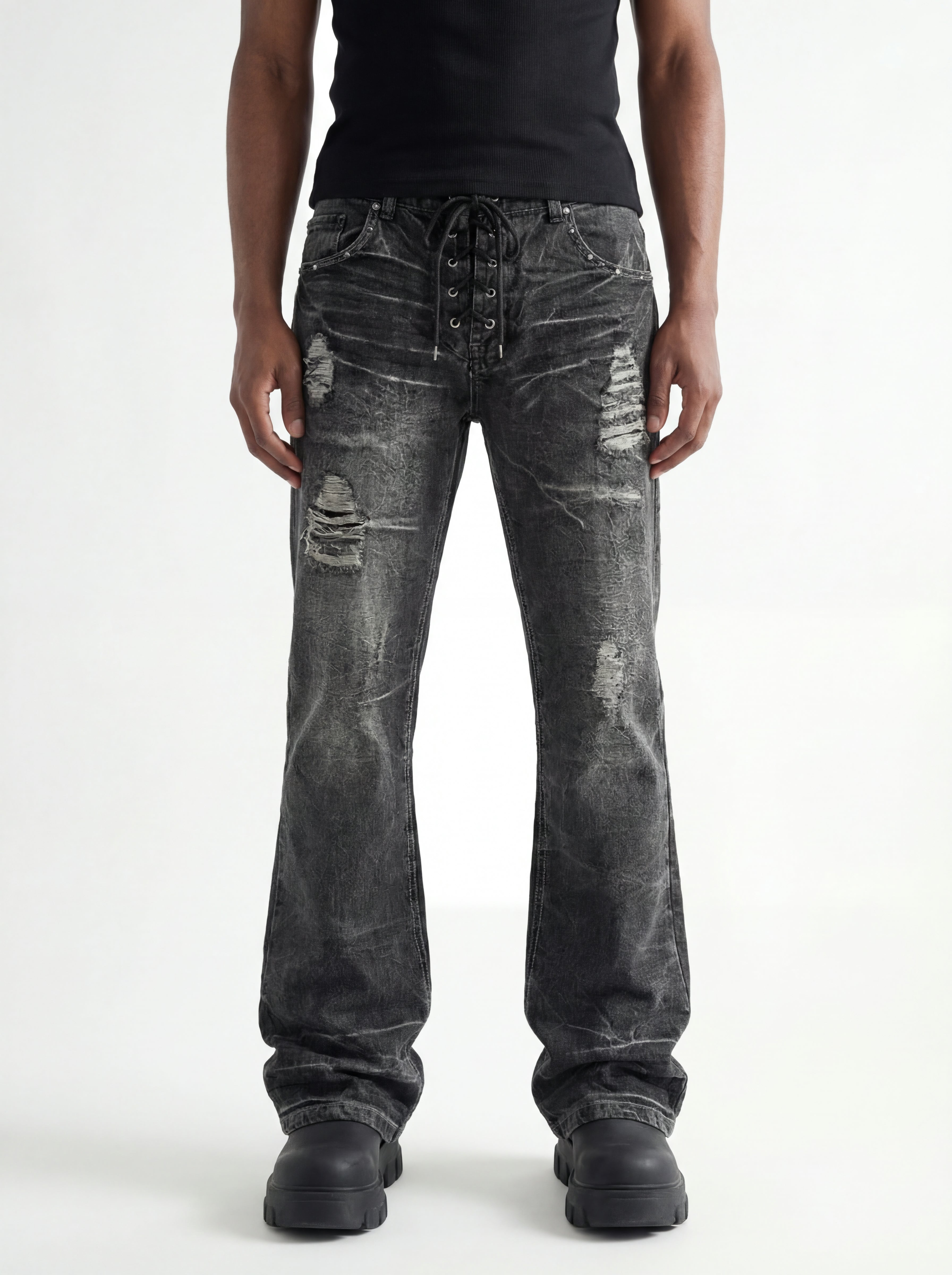 Flared Double-Waist Lace Pants