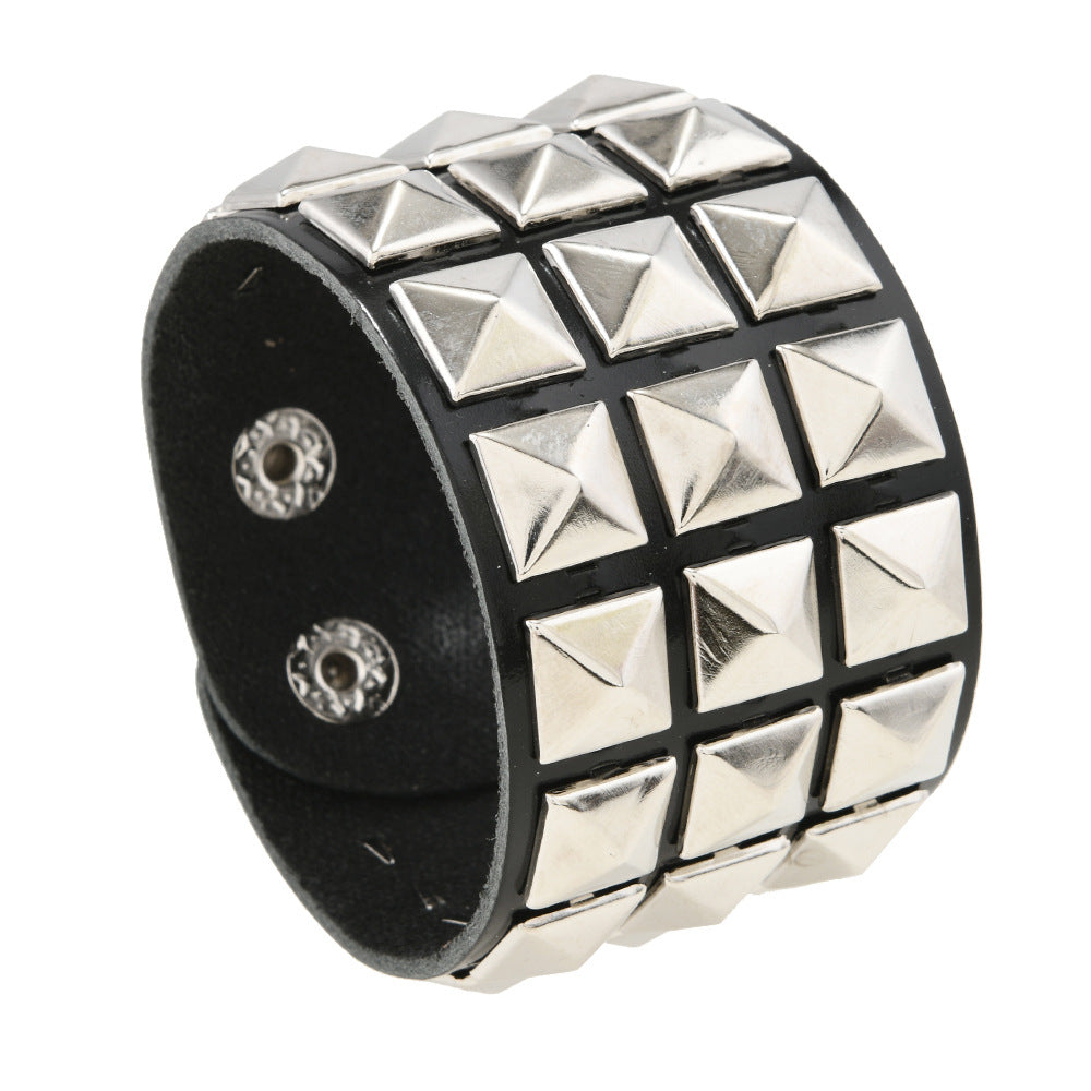 Arvin Studded Triple-Row Punk Bracelet