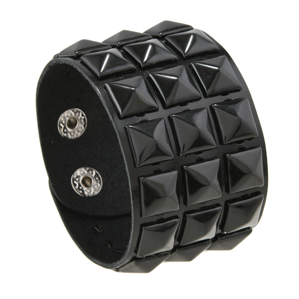 Arvin Studded Triple-Row Punk Bracelet
