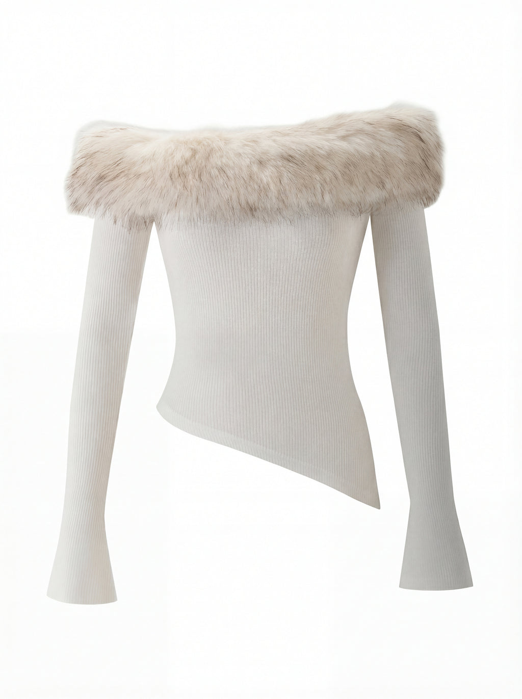 Fur Collar Cropped Top