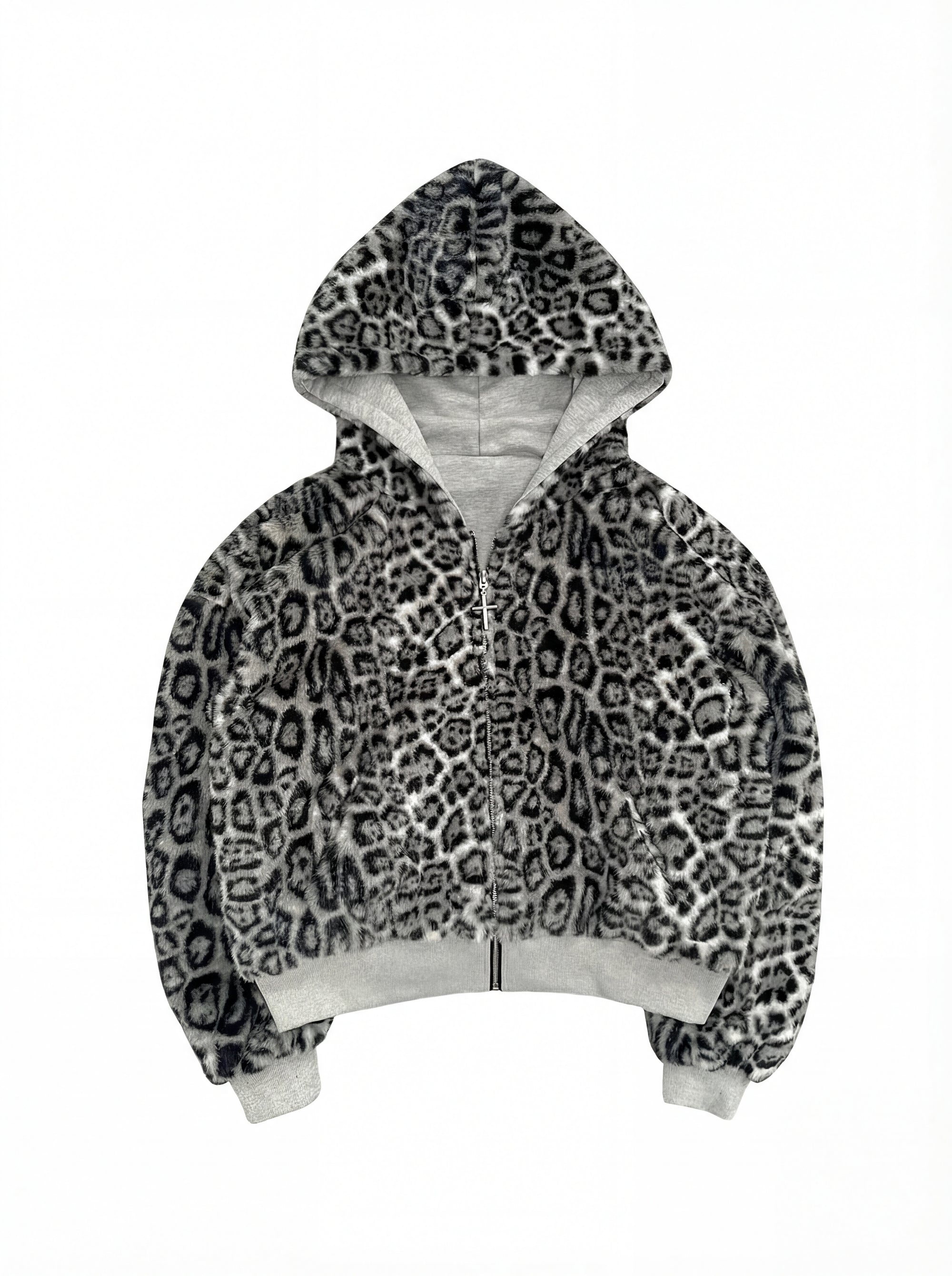Reversible Leopard Zip Hoodie