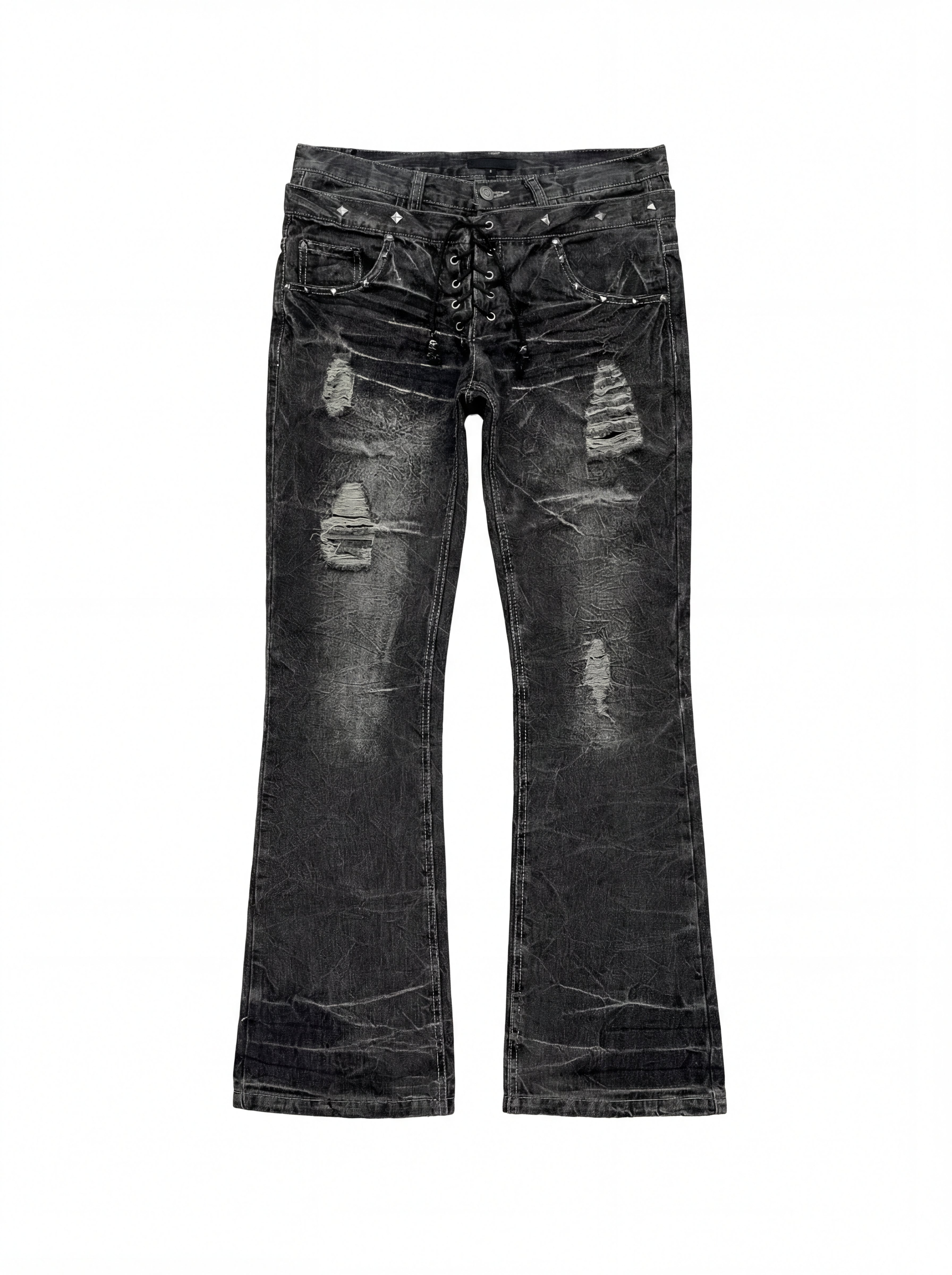 Flared Double-Waist Lace Pants