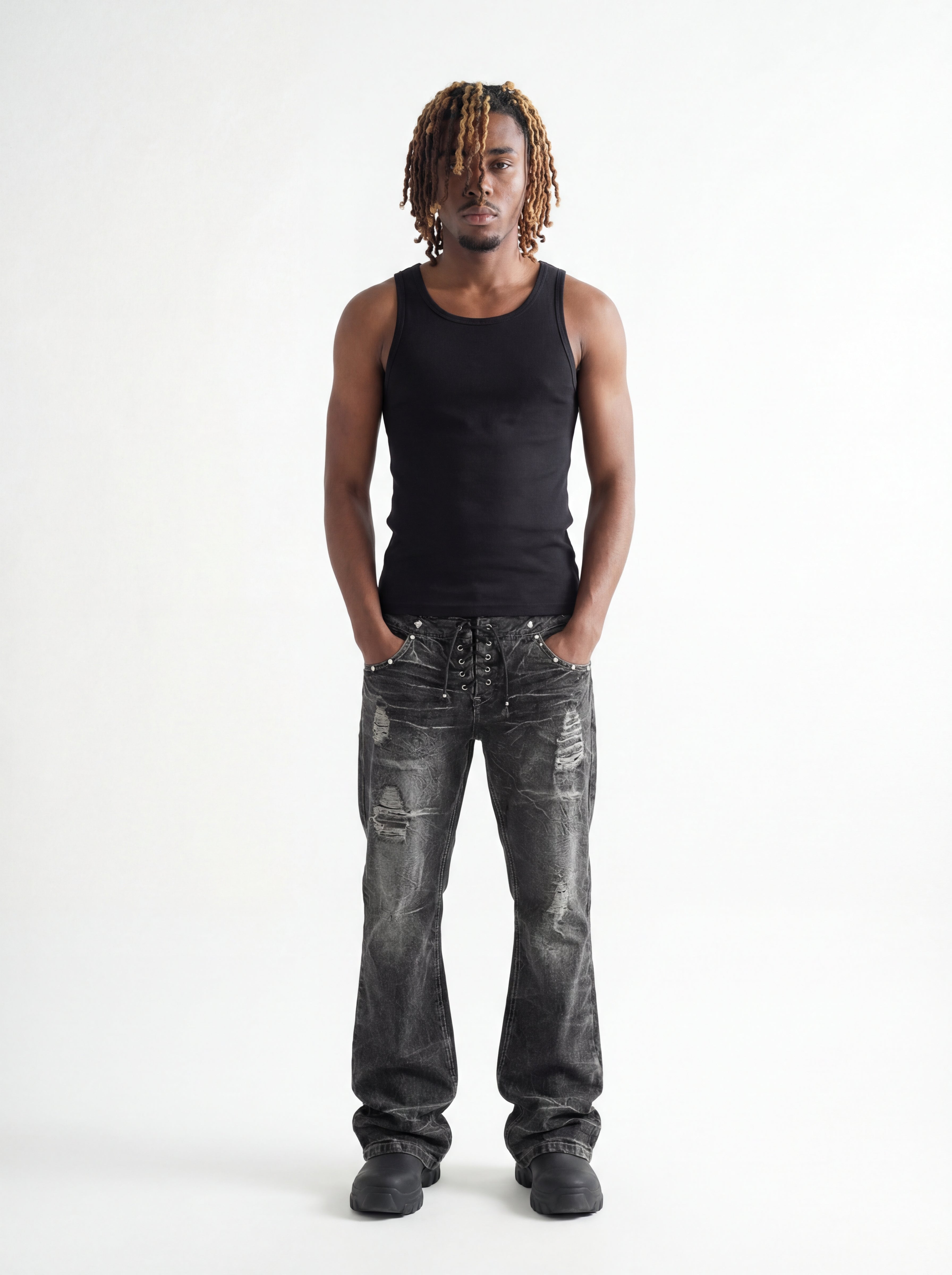 Flared Double-Waist Lace Pants