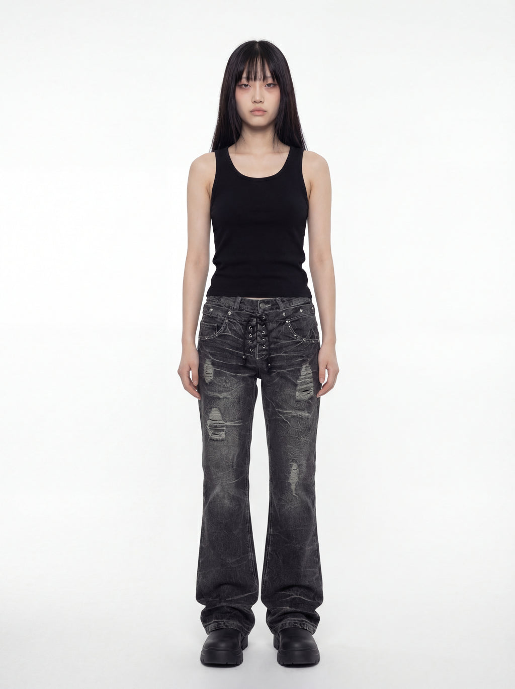 Flared Double-Waist Lace Pants