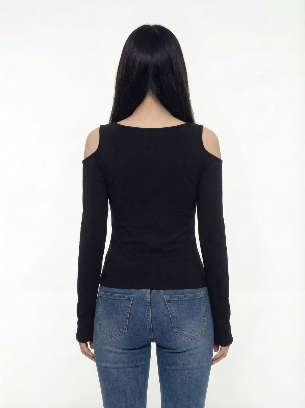 Lairene Cold-Shoulder Graphic Long Sleeve Top