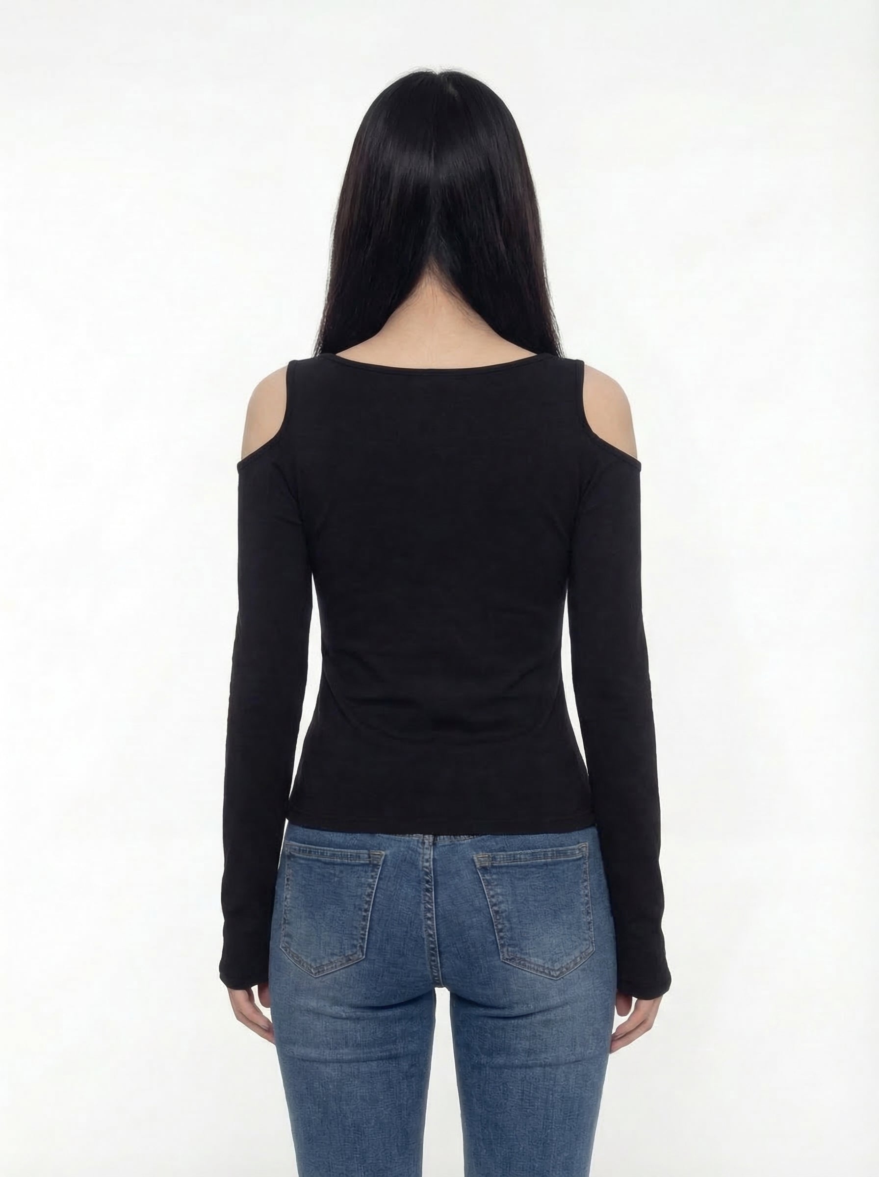 Lairene Cold-Shoulder Graphic Long Sleeve Top