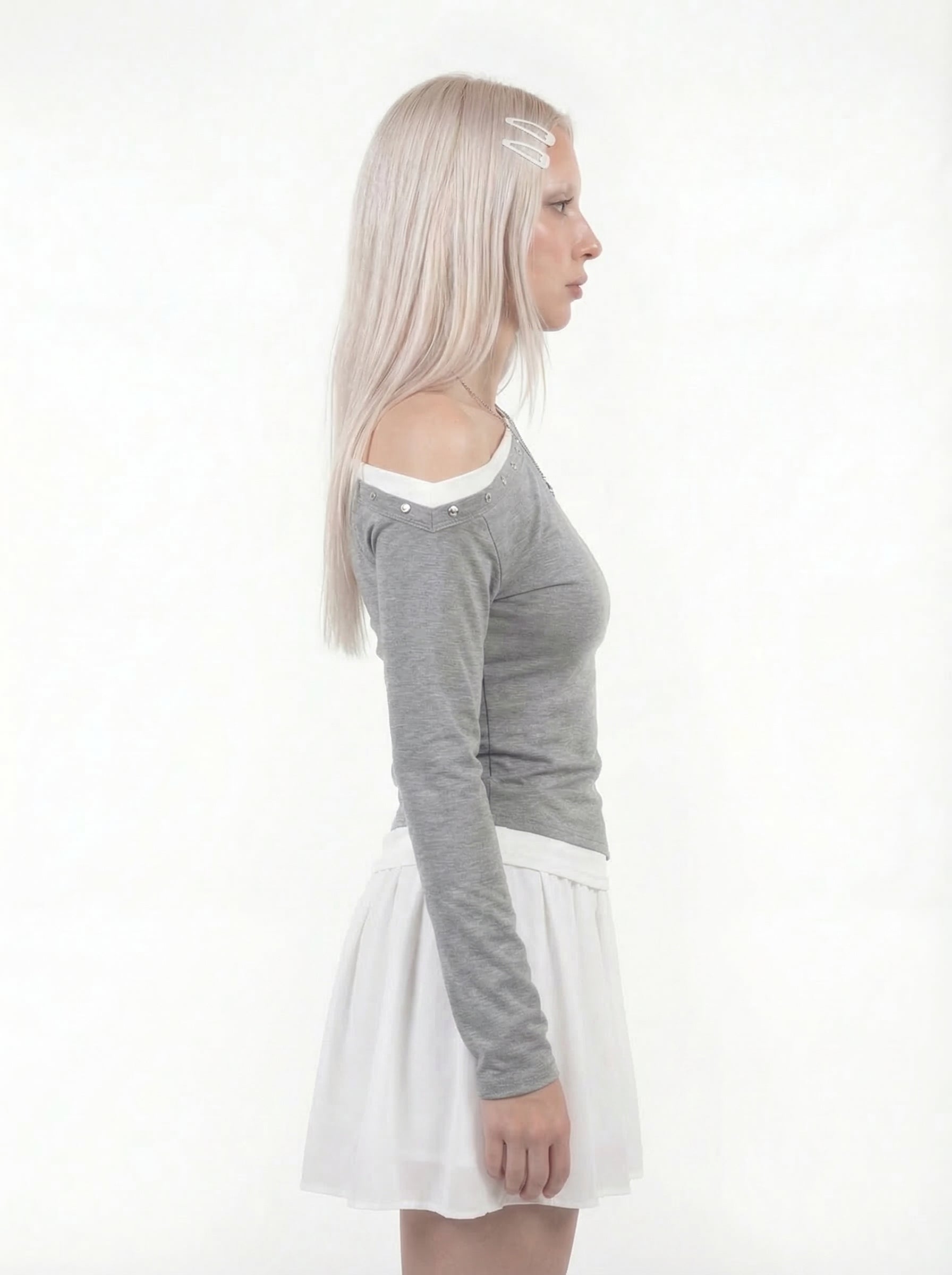 Mira Slanted Snap-Detail Layered Top