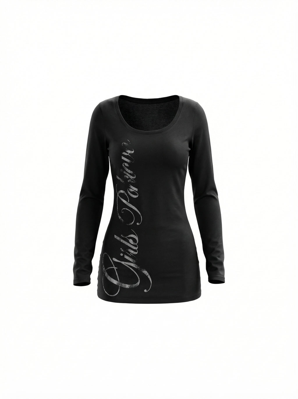 Laida Retro Print U-Neck Long Sleeve T-Shirt