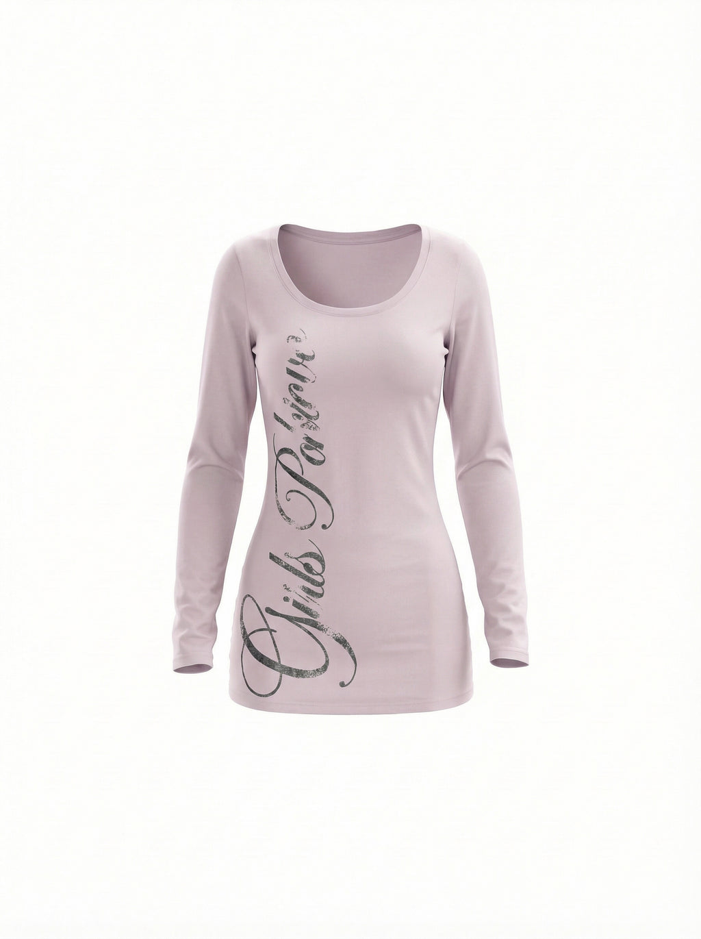 Laida Retro Print U-Neck Long Sleeve T-Shirt