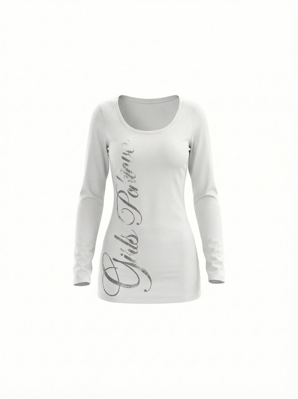 Laida Retro Print U-Neck Long Sleeve T-Shirt